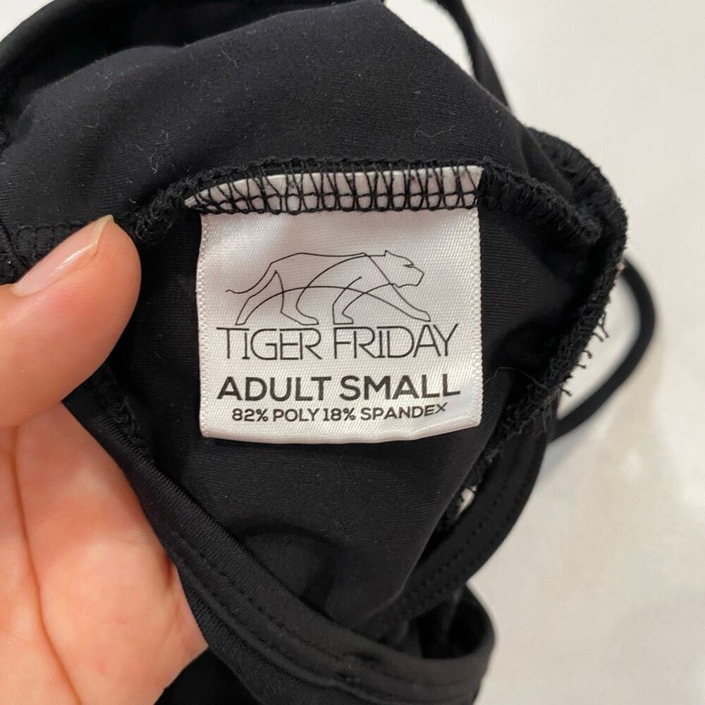 Tiger Friday Black Mesh Peplum Dance Top Adult Small Ballet Y2K - Picture 4 of 6